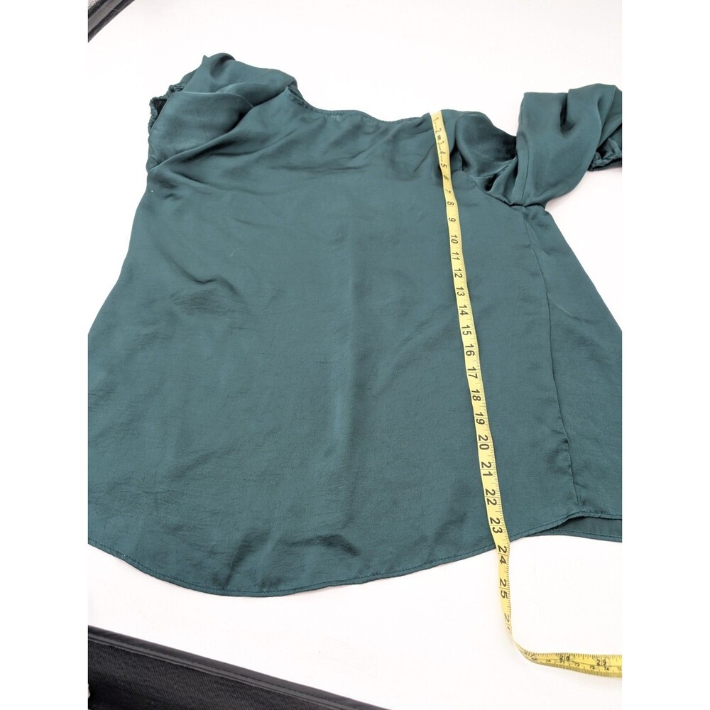 Vince Camuto Emerald Green Satin Balloon Sleeve Flowy Long Sleeve Blouse Size M - Picture 5 of 6